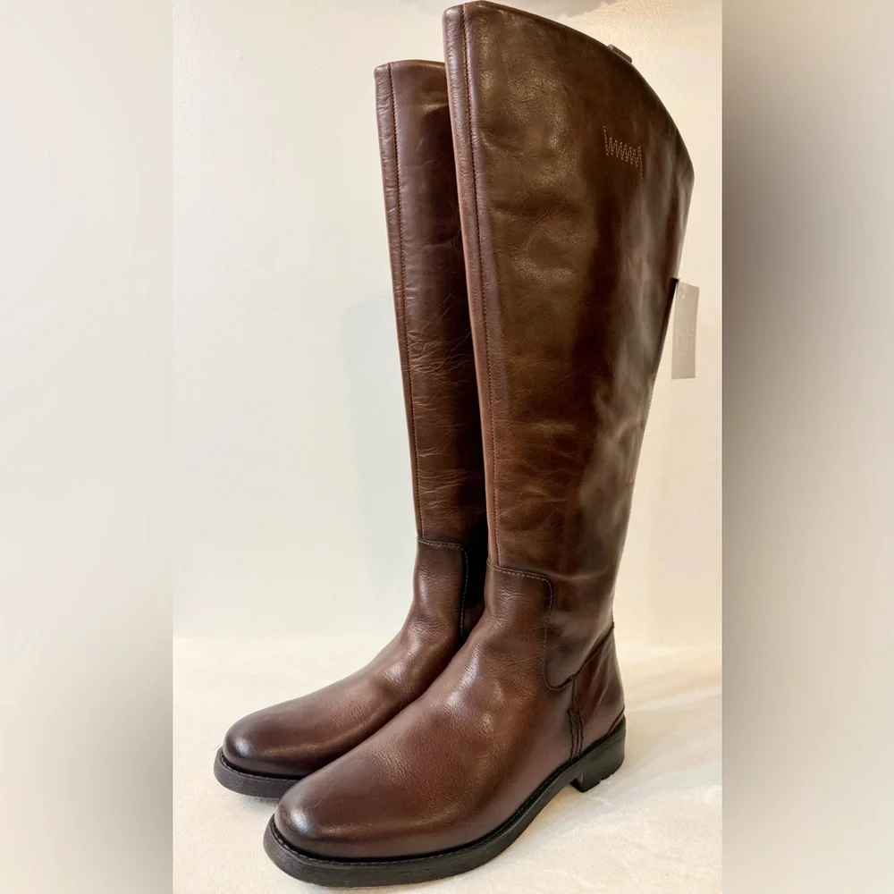 Franco Sarto Women’s Meyer Wide Calf Knee High Dark Brown Leather Boot Size 8.5 - Picture 3 of 15